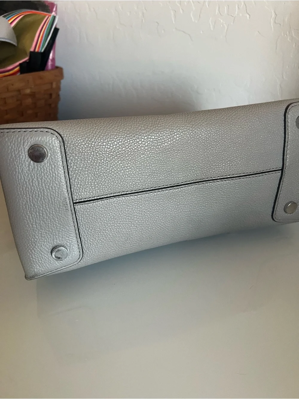Michael Kors Metallic Silver Pebbled Leather Satchel
